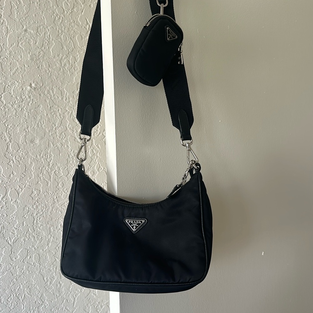 Prada Nylon Re-Edition 2005 Re-Nylon Shoulder Bag Black